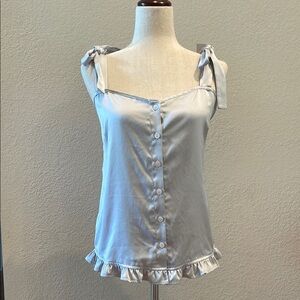 Elegant Gray Sleeveless Top with bow-tie Straps Sz Med